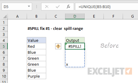 Excel formula: How to fix the #SPILL! error | Exceljet